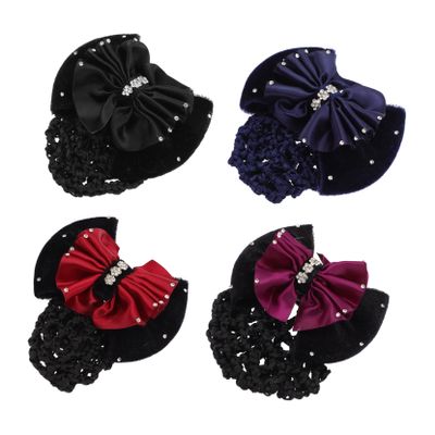 Beavorty 4-Pack Hair Nets with Bows for Hair Buns