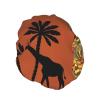 Double-Layer Waterproof Shower Cap with Tree, Giraffe and Elephant Design view 2