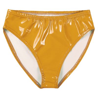 Alvivi Men's Patent Leather Bikini Briefs, Yellow, XL