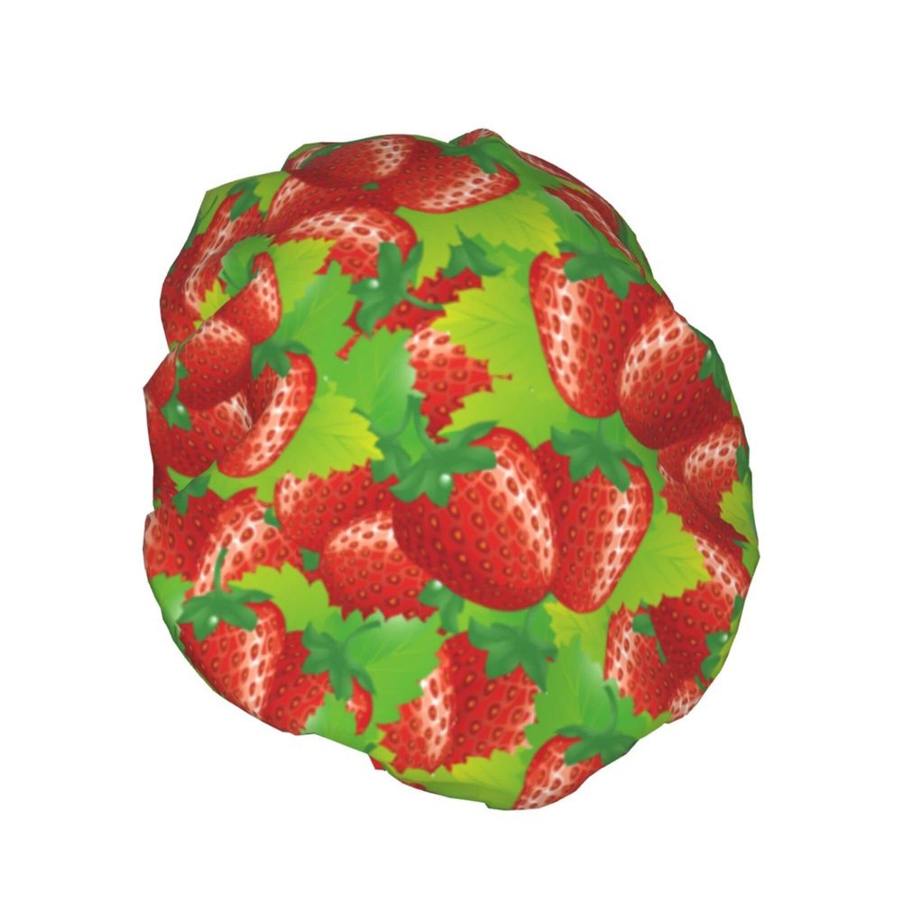 Red Strawberry Stack Cute Honey Bee Shower Cap for Women