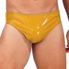 Alvivi Men's Yellow Patent Leather Wetlook Briefs, Size L view 2