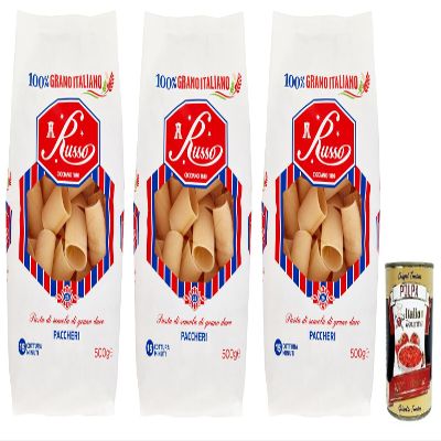 Italian Gourmet Paccheri N26 Pasta, 3 x 500 g, Durum Wheat from Naples