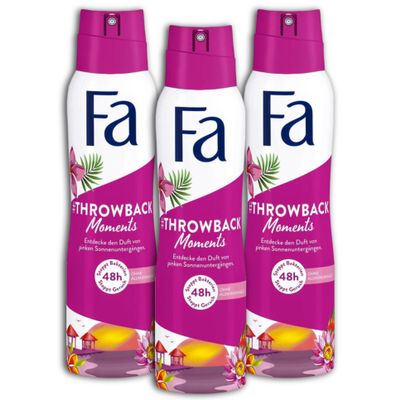 Fa Throwback Moments Deodorant Spray, 3-Pack, 3 x 150 ml