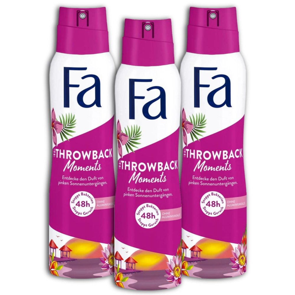 Fa Throwback Moments Deodorant Spray, 3-Pack, 3 x 150 ml