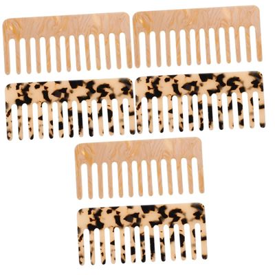 Beavorty 6-Piece Handheld Comb Set for Women, Anti-Static Acetate Hair Combs with Marble and Leopard Patterns for Home and Travel