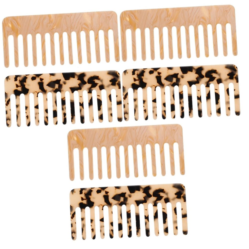 Beavorty 6-Piece Handheld Comb Set for Women, Anti-Static Acetate Hair Combs with Marble and Leopard Patterns for Home and Travel