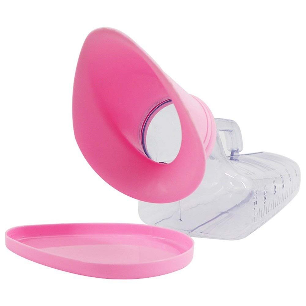 Female Urinal with Silicone Opening, 1,200 mL, Portable Transparent Bottle