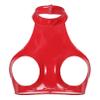 Jugaoge Women's Wetlook Halter Top with Cutouts, Open-Bust Metallic Faux-Leather Look, Red, XL view 1