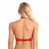 Jugaoge Women's Wetlook Halter Top with Cutouts, Open-Bust Metallic Faux-Leather Look, Red, XL view 2