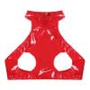 Jugaoge Women's Wetlook Halter Top with Cutouts, Open-Bust Metallic Faux-Leather Look, Red, XL view 3