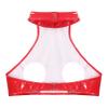 Jugaoge Women's Wetlook Halter Top with Cutouts, Open-Bust Metallic Faux-Leather Look, Red, XL view 4