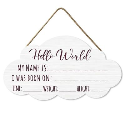 Ymaotrade Blank Wooden Baby Name Sign, Hello World Newborn Announcement Photo Prop