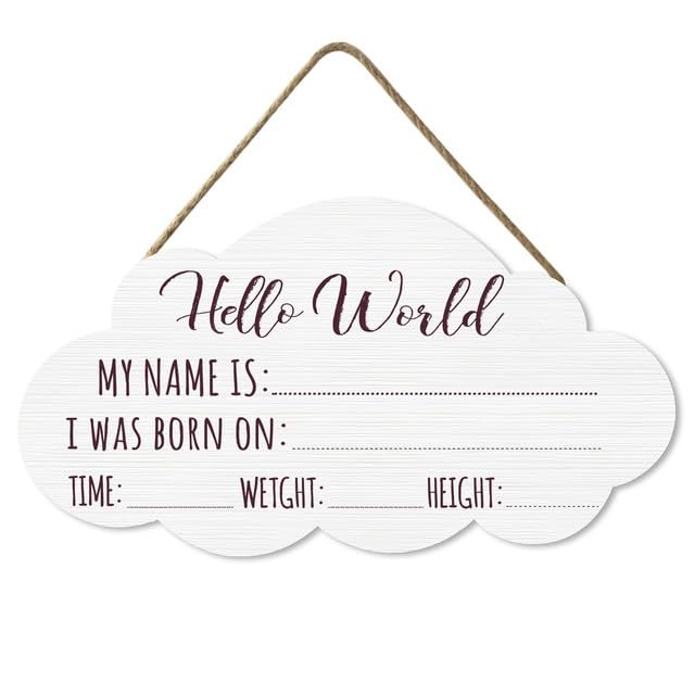 Ymaotrade Blank Wooden Baby Name Sign, Hello World Newborn Announcement Photo Prop