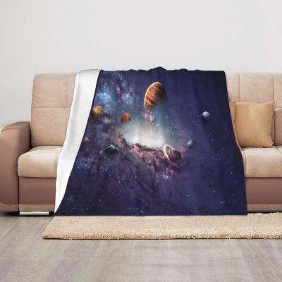 ASEELO 125 x 100 cm The Solar System Fleece Blanket for Sofa, Bed, and Travel