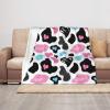ASEELO 125 x 100 cm Moo Love Cow Print Fleece Blanket with Hearts view 1