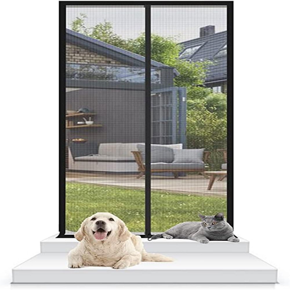 Pet Screen Door, 120 x 220 cm, Zippered Mesh Curtain