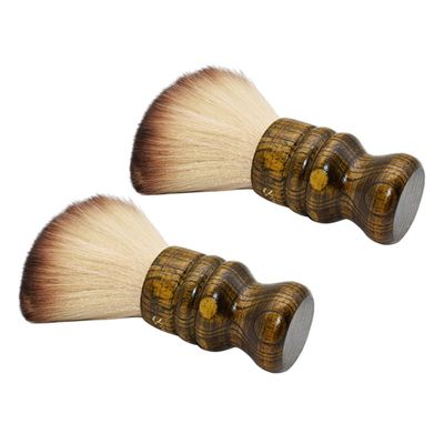 2-Piece Barber Brushes with Wooden Handles for Hair Removal