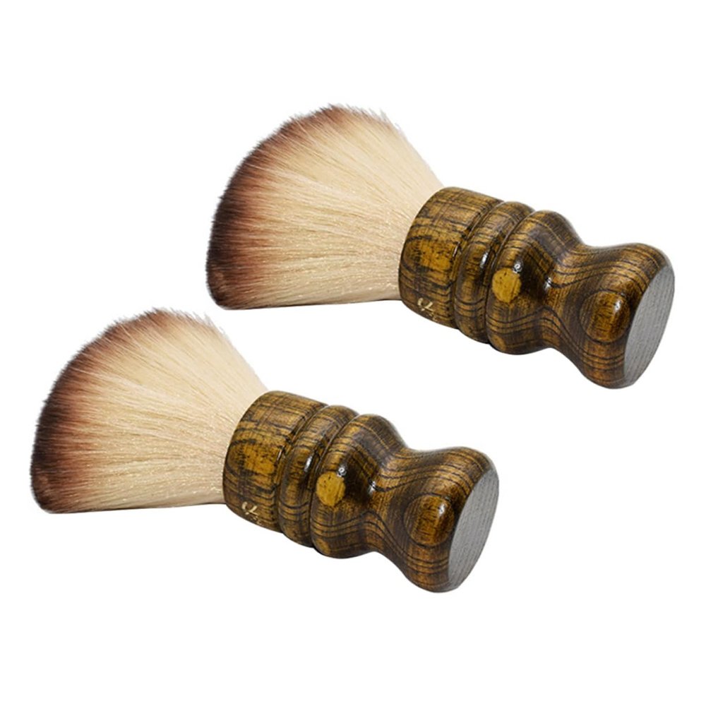 2-Piece Barber Brushes with Wooden Handles for Hair Removal
