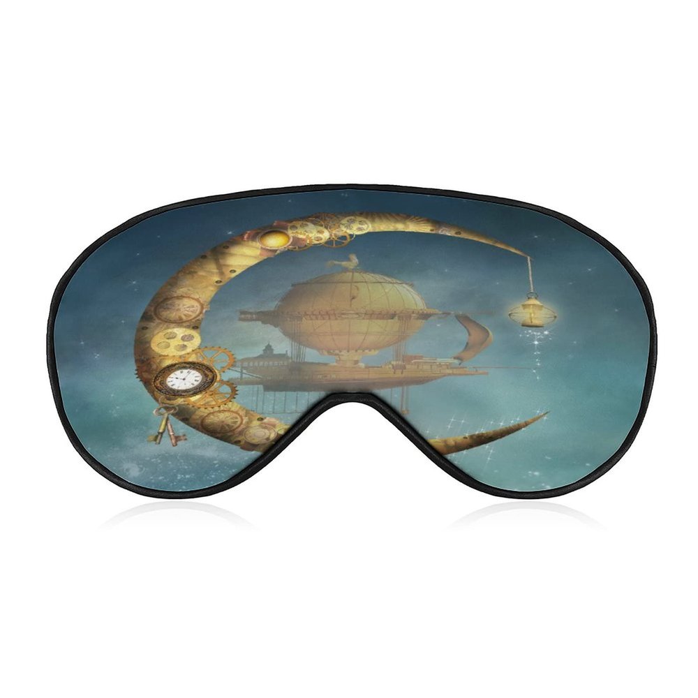 Steampunk Gold Moon Sleeping Eye Mask with Adjustable Strap