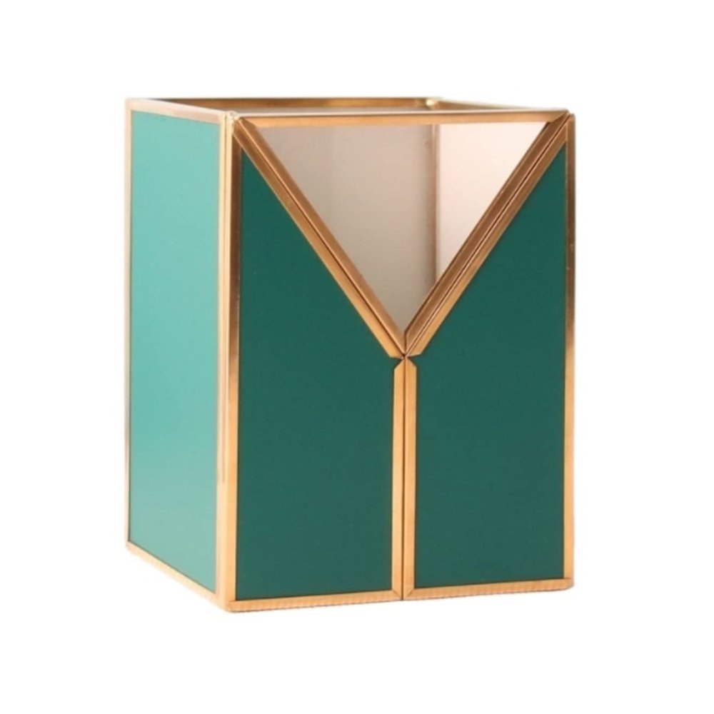 SOCUY Makeup Organizer, Retro Cosmetic Storage Box, Leather and Glass, for Makeup Brushes and Vanity/Desktop