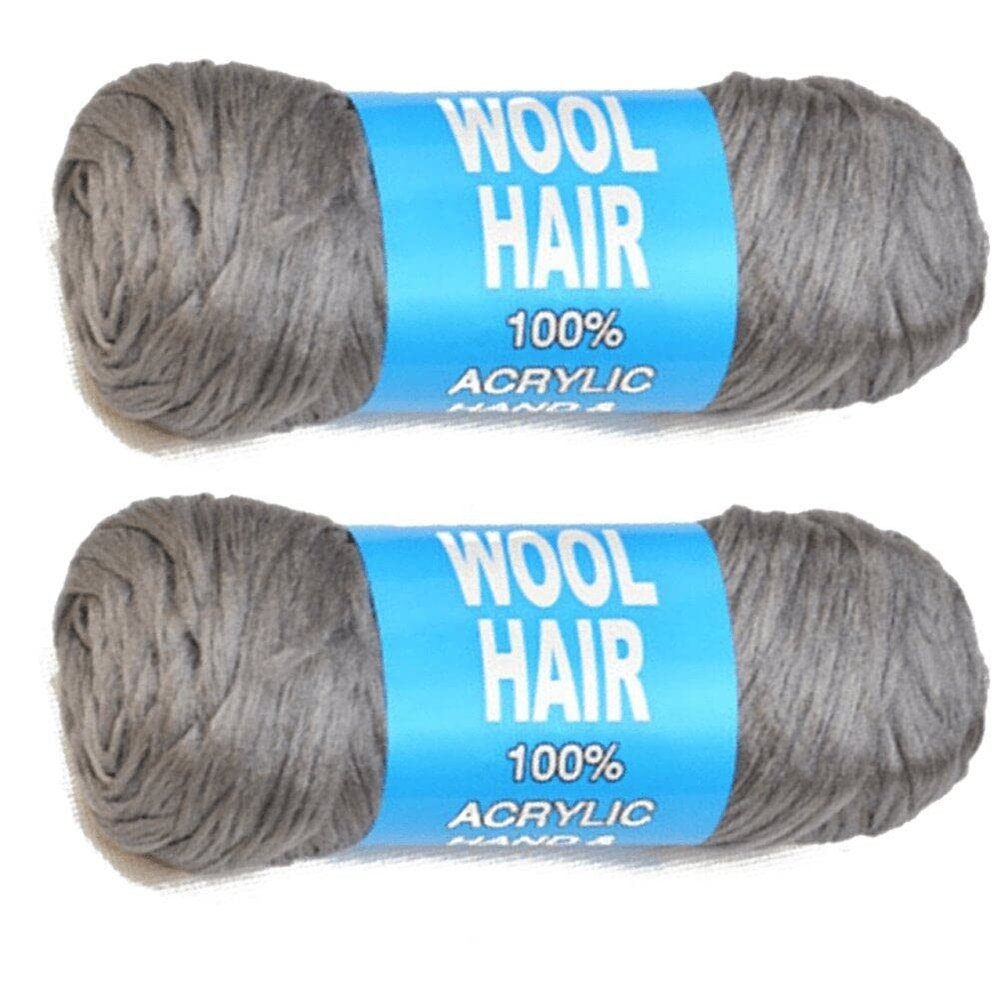 Wudaizhi Brazilian Wool Hair, Gray Acrylic Yarn for Braids, Crochet, Wraps and Dreadlocks