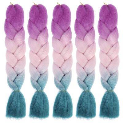 24 in/60 cm Ombre Braiding Hair Extensions, 5-Piece Kanekalon Jumbo Braids