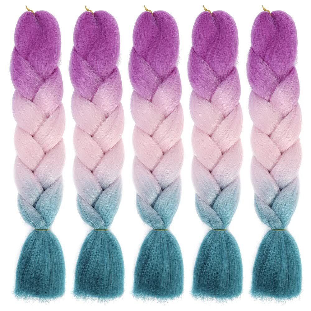24 in/60 cm Ombre Braiding Hair Extensions, 5-Piece Kanekalon Jumbo Braids