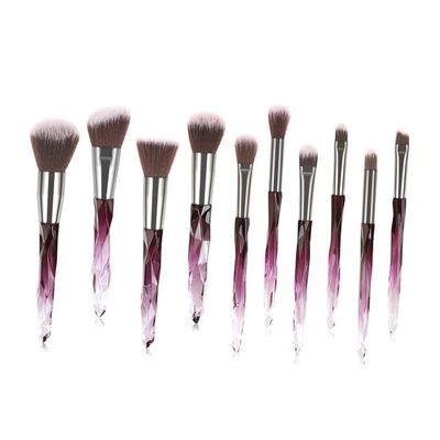 10-Piece Crystal Makeup Brush Set T-10-195, Nylon and Plastic