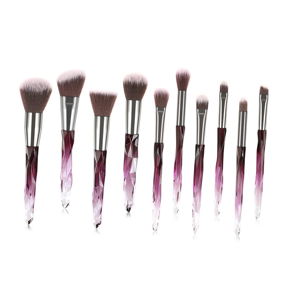 10-Piece Crystal Makeup Brush Set T-10-195, Nylon and Plastic