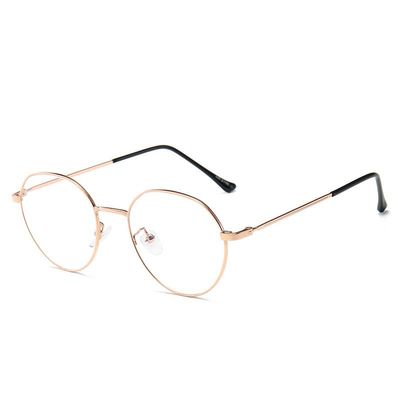 LTSRLL Trendy Round-Frame Reading Glasses, Retro Oval Anti-Blue-Light Computer Readers, Unbreakable Eye-Strain Relief Glasses (Color: Rose Gold, Size: +1.00)
