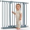 Safetots Elite Pressure-Mounted Stair Gate, Gray, No Drilling, Auto-Close & Stay-Open at 90°, Extra Wide 98–107 cm view 1