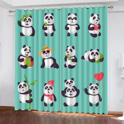 GIOVIA 3D Panda Blackout Curtains, 2-Piece Set, 59 x 65 in