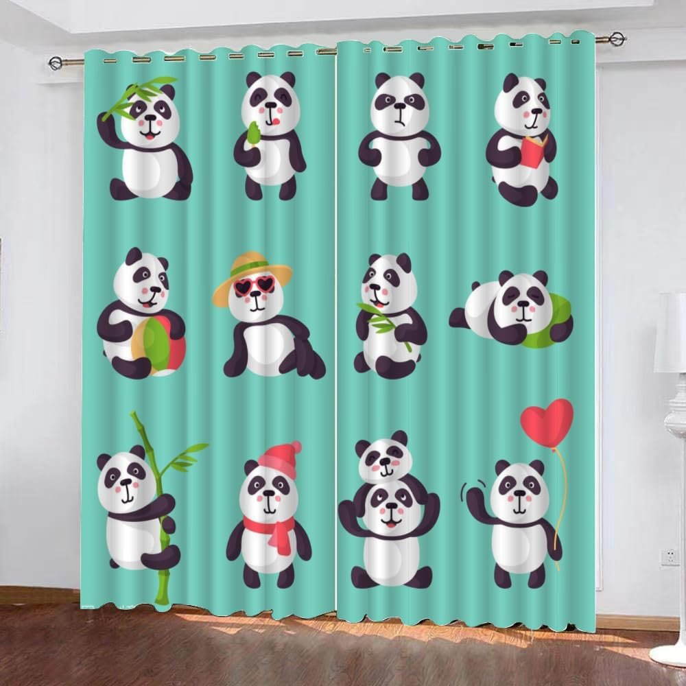 GIOVIA 3D Panda Blackout Curtains, 2-Piece Set, 59 x 65 in