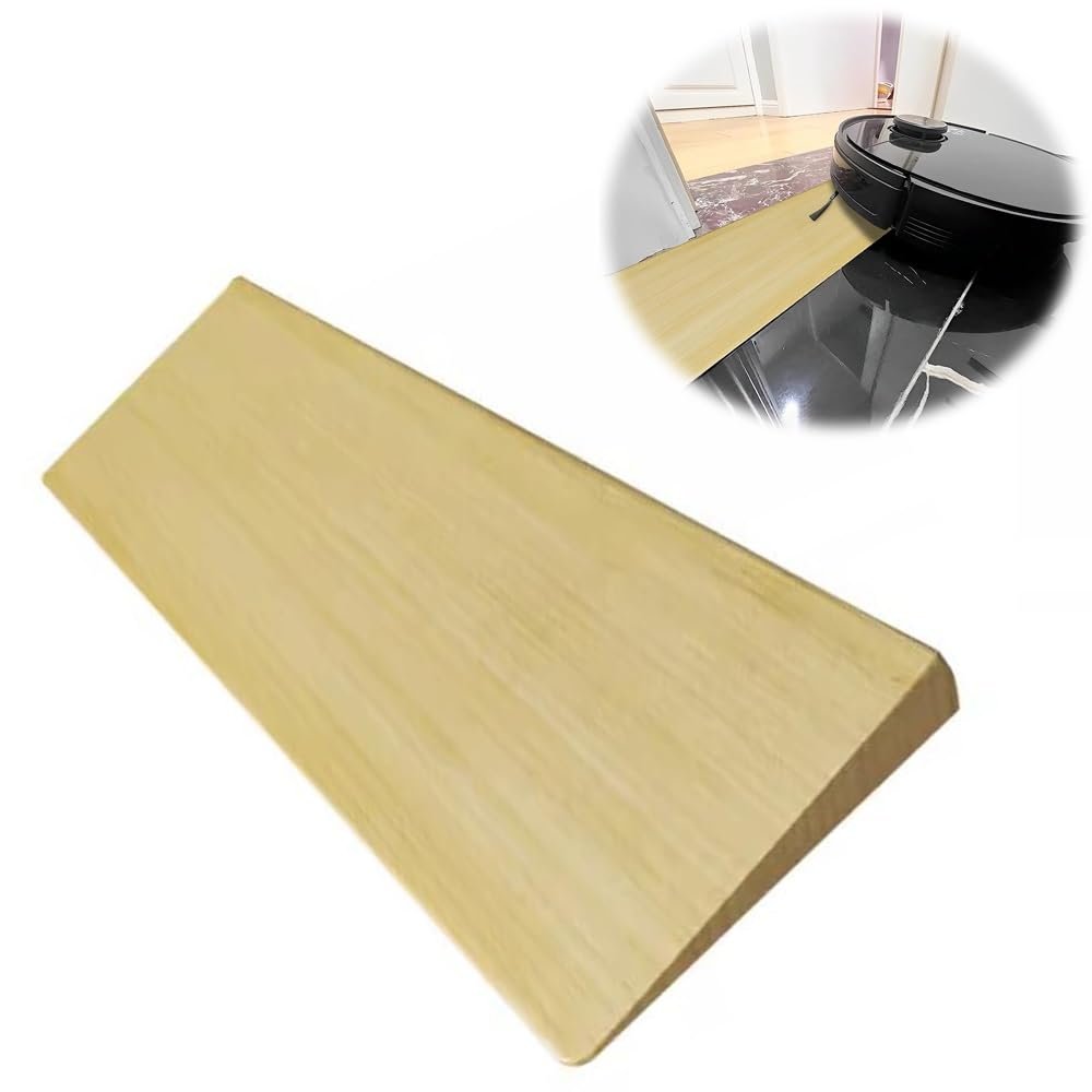 COKYIS Solid Wood Threshold Ramp, Portable Wheelchair/Curb Ramp, Non-Slip Ramp for Robots (Wood, 15 × 70 × 3 cm)