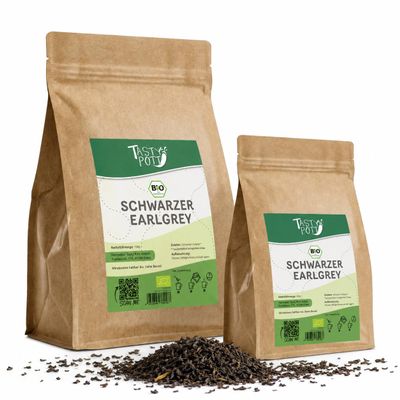 Tasty Pott Organic Black Earl Grey Tea Blend, Vegan, Bergamot Oil, Lavender, 500 g