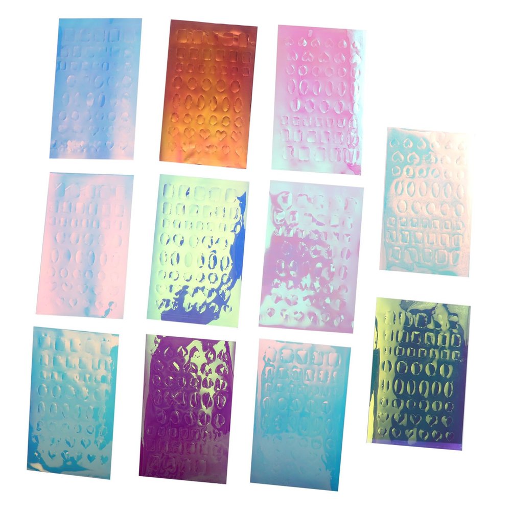 Ice Cube Glass Paper Mermaid Effect Stickers, 11 Pieces, Transparent