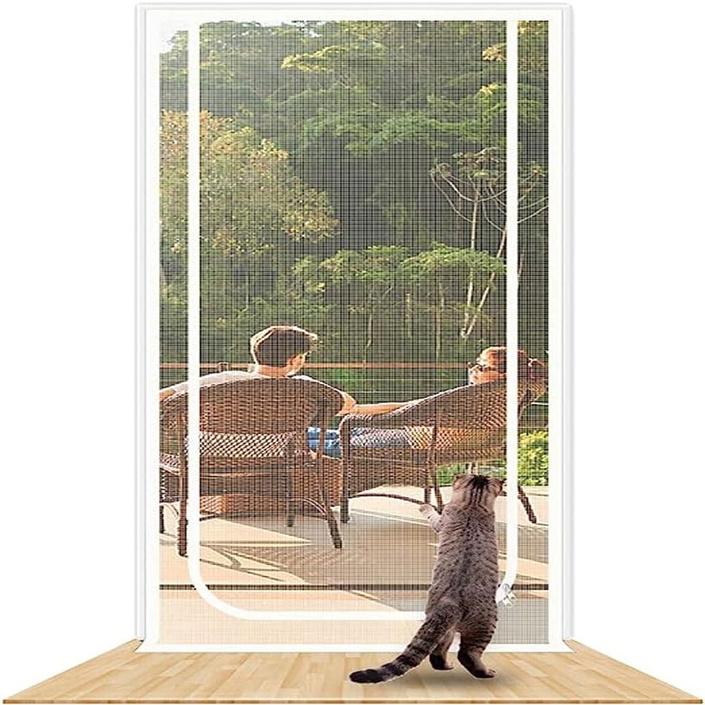 Pet Screen Door with Zipper, 90 x 210 cm, White