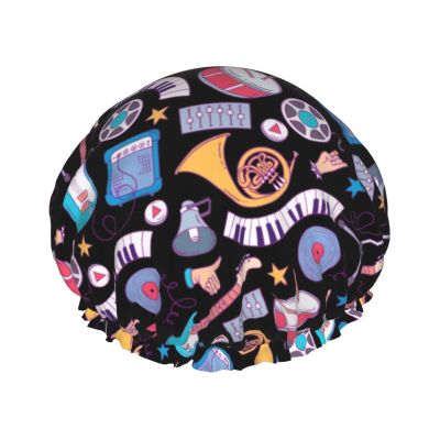 Music-Themed Waterproof Shower Cap