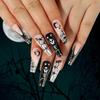 Cubahop Black Coffin Press-On Nails, Halloween Skeleton and Pumpkin Spider Design, 24-Piece Set view 1