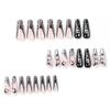 Cubahop Black Coffin Press-On Nails, Halloween Skeleton and Pumpkin Spider Design, 24-Piece Set view 2