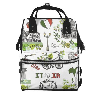 ARCOFF Italian Famous Landmarks Diaper Backpack for Women and Men, Multicolor, One Size