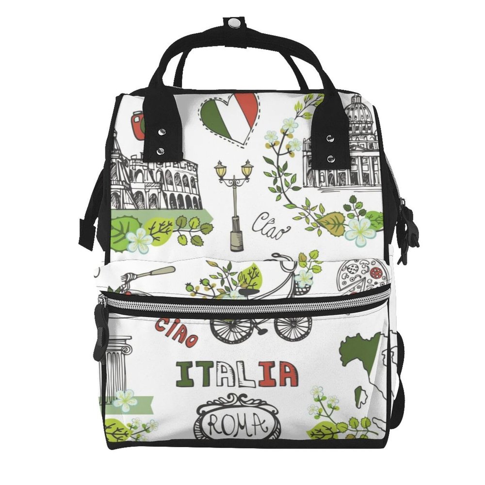 ARCOFF Italian Famous Landmarks Diaper Backpack for Women and Men, Multicolor, One Size