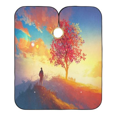 Adjustable Tree-Print Polyester Haircut Cape for Women's Hair Styling