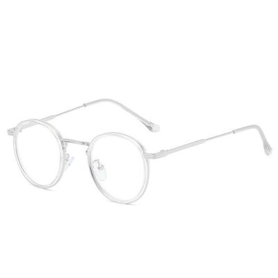 LTSRLL Retro Reading Glasses with Round Metal Frame, Vintage Computer Glasses with Blue-Light Blocking, Anti-Glare Presbyopia Glasses (Color: Transparent, Size: +0.00)