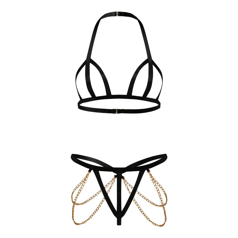 SINMIUANIME Women's Body Harness Cosplay Lingerie Set (188Black, L)