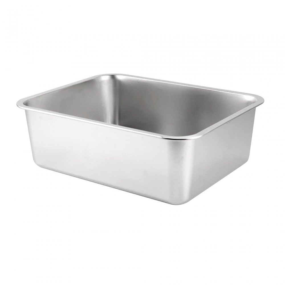 Folpus Large Stainless Steel Cat Litter Box, Open Top with High Sides, 45 x 35 x 10 cm