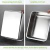 Folpus Large Stainless Steel Cat Litter Box, Open Top with High Sides, 45 x 35 x 10 cm view 4