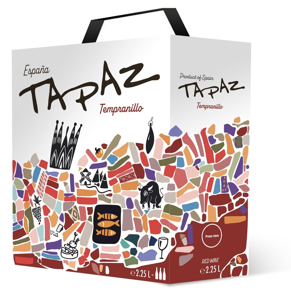 Tapaz - Tempranillo Red Wine in Bag-in-Box, from Spain (1 x 2.25 L)