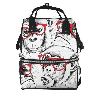 ARCOFF Funny Orangutan Portraits in Red Glasses Laptop Backpack, School Bag, Diaper Bag, Multifunctional Travel Backpack, Multicolored, One Size