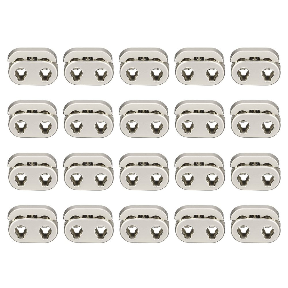 Sourcing Map 20-Piece Metal 2-Hole Cord Locks, 5 mm Shoelace Tips, Silver Tone
